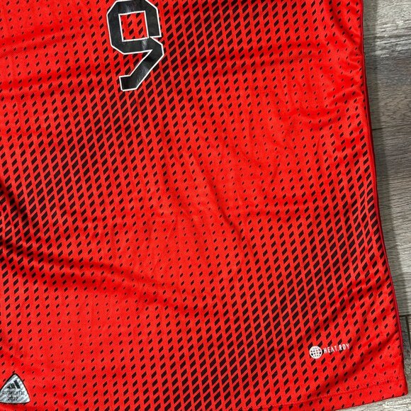 Adidas x PERU Soccer Jersey Red Mens Medium M Slim Fit #9 Lapadula 2023 Official - Picture 4 of 14